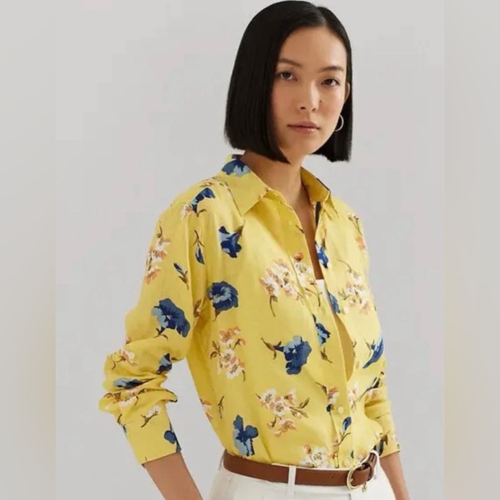 Ralph Lauren Relaxed Fit Floral Linen Shirt- Size Large